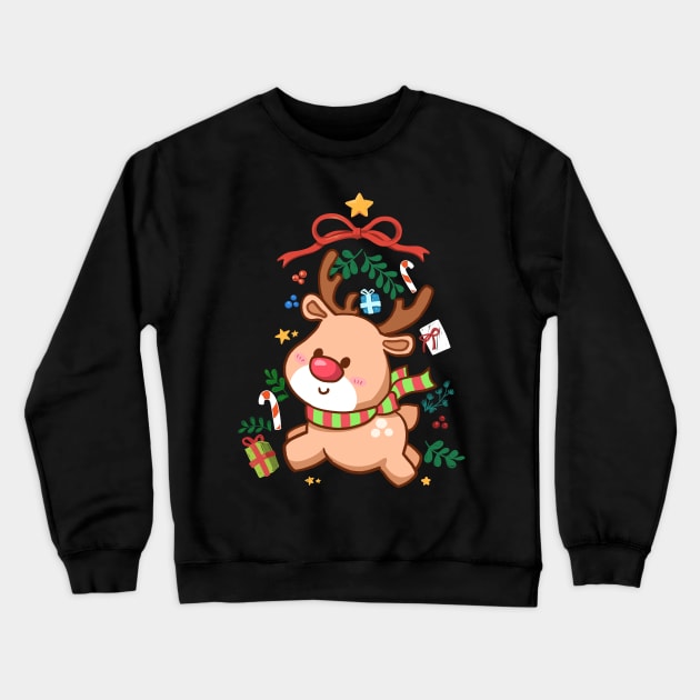 Cute Deer Crewneck Sweatshirt by Little Forest Art